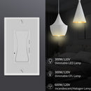 Dimmer Switch for LED Light/CFL/Incandescent, 3-Way Single Pole Dimmable Slide, 600 Watt max