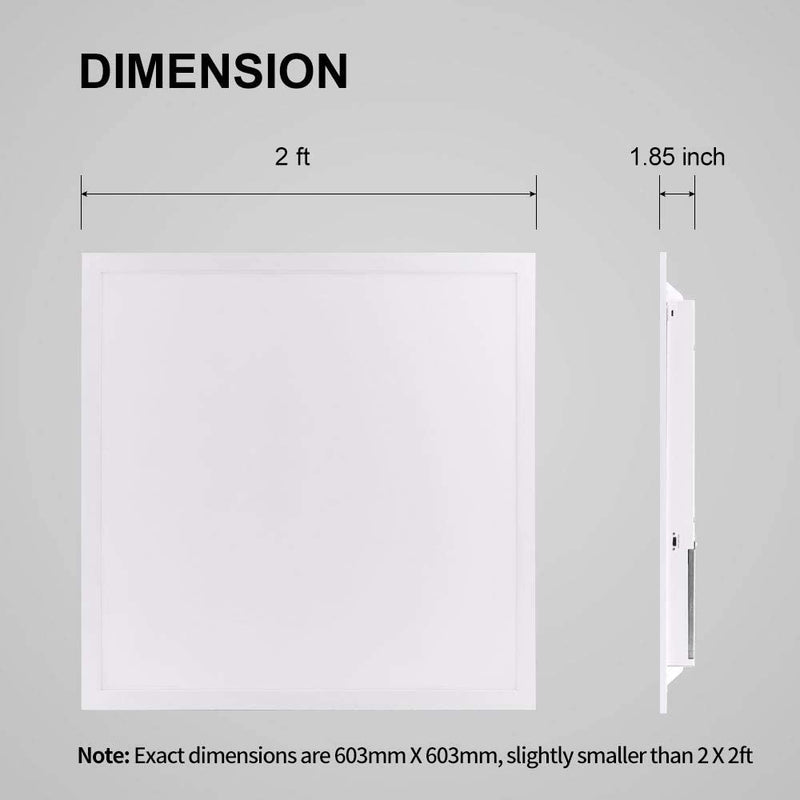 LED Ceiling Panel, 39W, 2x2ft, 4290Lumens, 5000K, 4Pack