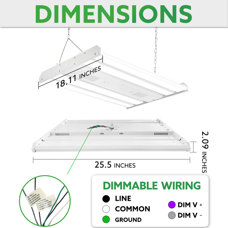 LED Linear High Bay, 2ft, 161W, 21735Lumens, 5000K, Motion Sensor