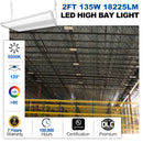 LED High Bay Shop Light, 2ft, 135W, 18225Lumens, 5000K