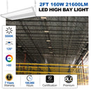 LED High Bay Shop Light, 2ft, 160W, 21600Lumens, 5000K