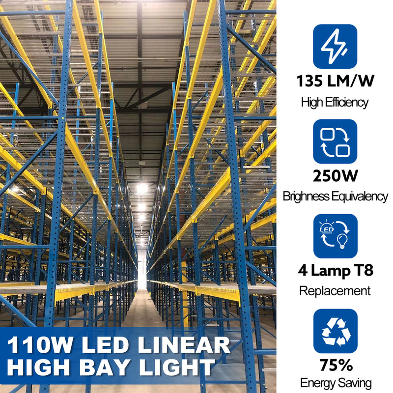 LED High Bay Shop Light, 2ft, 110W, 14850Lumens, 5000K
