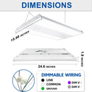 LED High Bay Shop Light, 2ft, 160W, 21600Lumens, 5000K