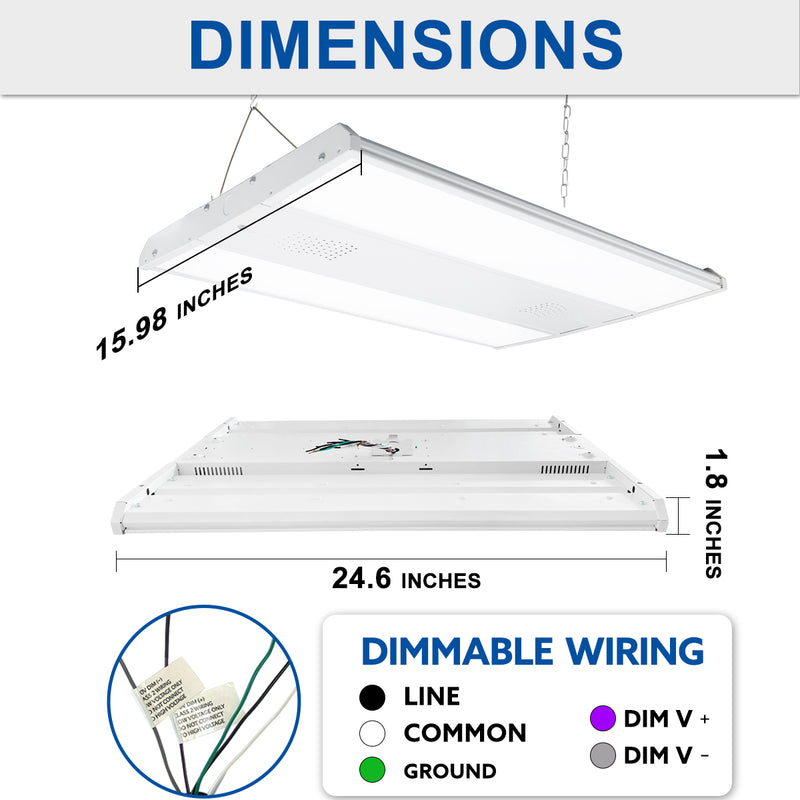 LED High Bay Shop Light, 2ft, 160W, 21600Lumens, 5000K
