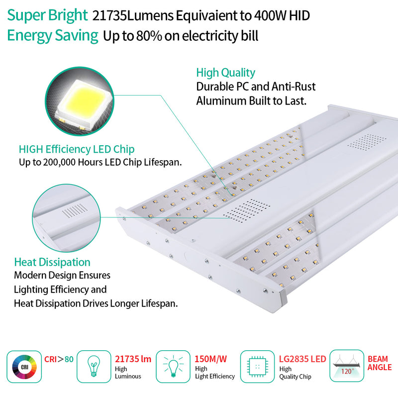 LED Linear High Bay, 2ft, 161W, 21735Lumens, 5000K